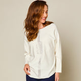 Heat Seal Sparkle Detail Batwing Jumper Ivory