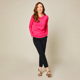 Diamante Tape Neck Trim Jumper Hot Pink