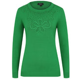 Diamante Tape Neck Trim Jumper Green