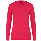 Diamante Tape Neck Trim Jumper Hot Pink