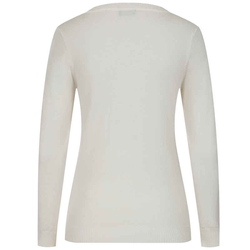 Diamante Tape Neck Trim Jumper Ivory