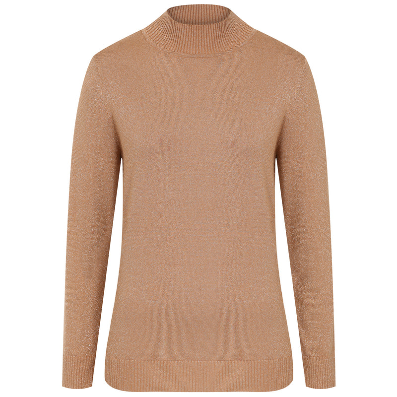 All Over Sparkle Turtle Neck Jumper Camel