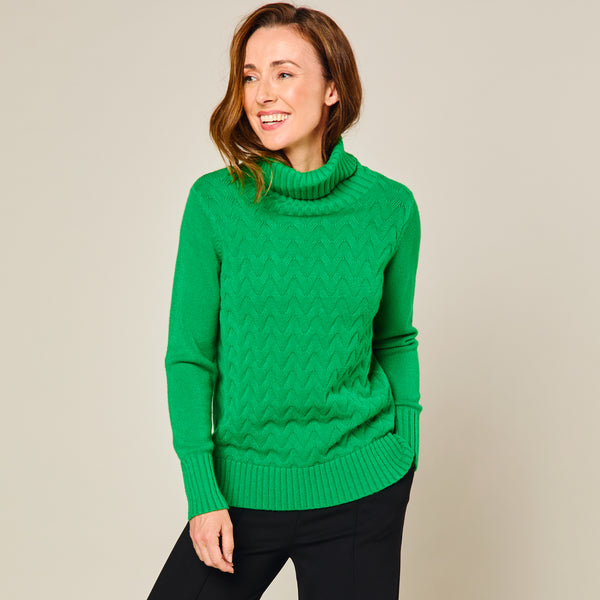 Chunky Roll Neck Jumper Green