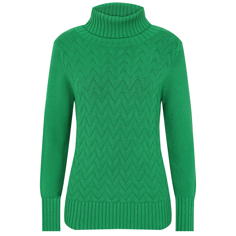 Green roll neck jumper womens on sale