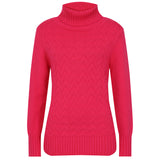 Chunky Roll Neck Jumper Hot Pink