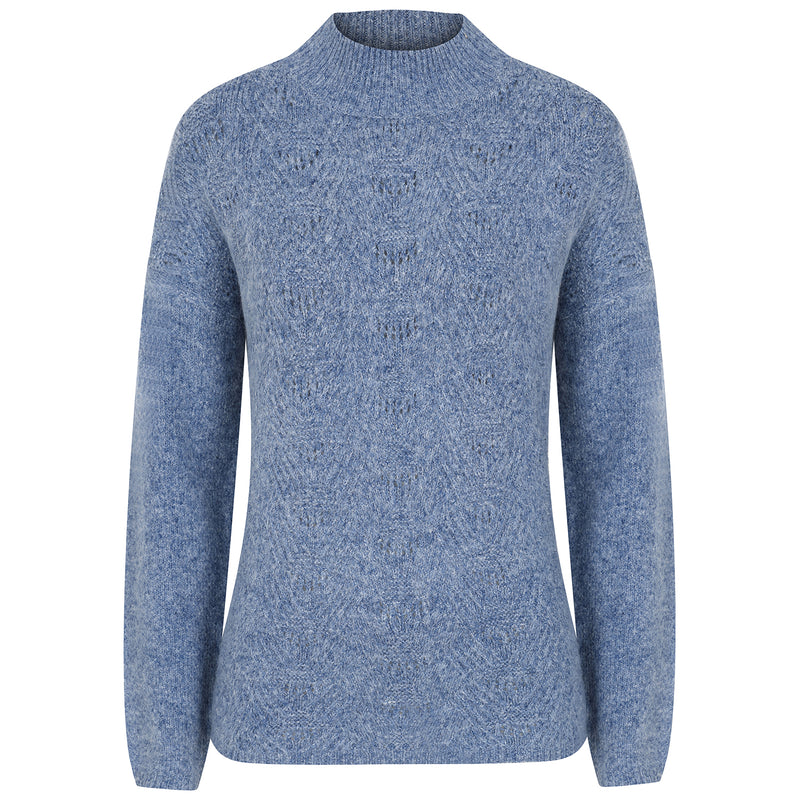 Marl Pointelle Jumper Blue