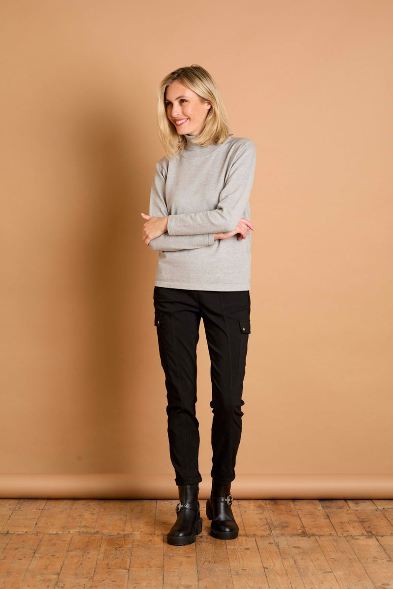 Basic Roll Neck Jumper Grey Marl