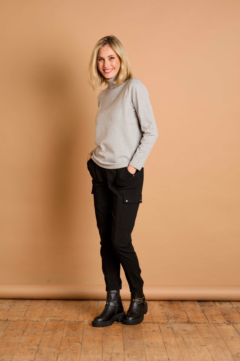 Basic Roll Neck Jumper Grey Marl