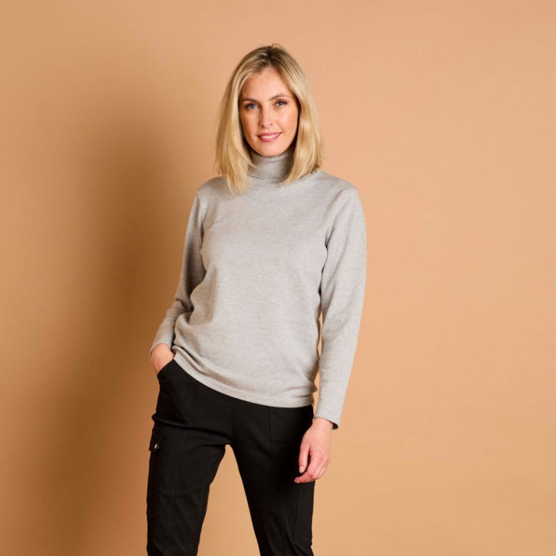 Basic Roll Neck Jumper Grey Marl