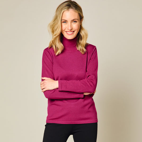 Basic Roll Neck Jumper Berry