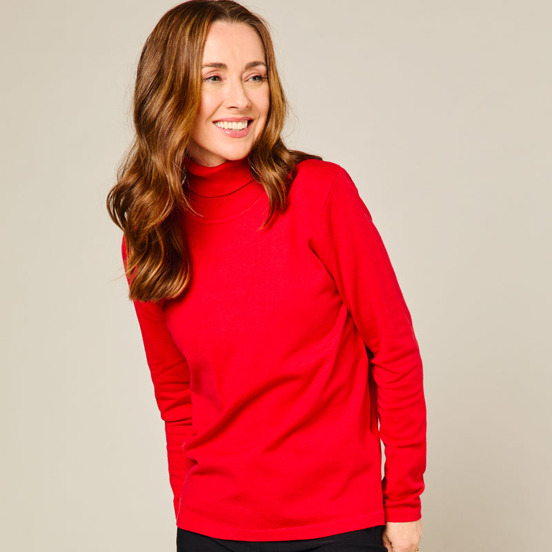 Basic Roll Neck Jumper Red