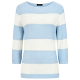 3/4 Sleeve Stripe Jumper Blue