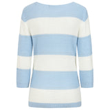 3/4 Sleeve Stripe Jumper Blue