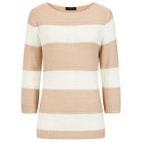 3/4 Sleeve Stripe Jumper Oatmeal