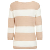 3/4 Sleeve Stripe Jumper Oatmeal