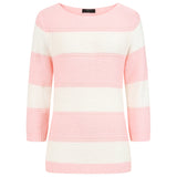 3/4 Sleeve Stripe Jumper Pink