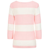 3/4 Sleeve Stripe Jumper Pink