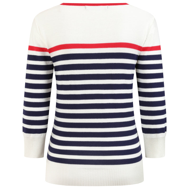 Stripe Jumper With Hearts White/Navy