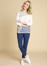 Patchwork Tape Yarn Jumper Ivory/Grey