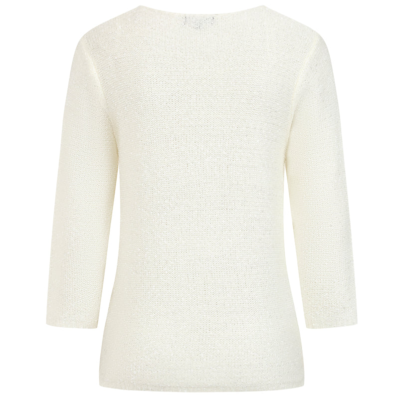 Patchwork Tape Yarn Jumper Ivory/Grey