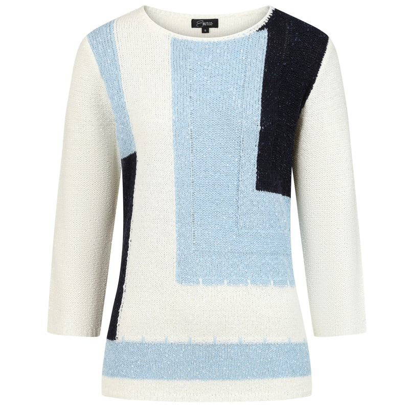 Colour Block Tape Yarn Jumper Blue Multi