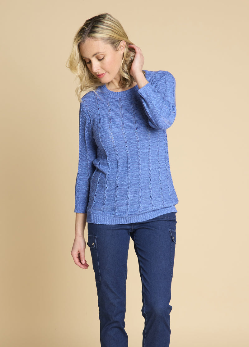 Plain Stitch Detail Jumper Blue