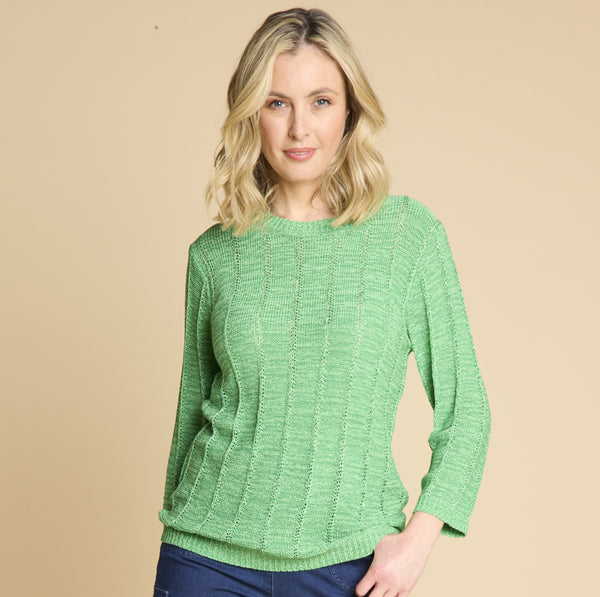 Plain Stitch Detail Jumper Green