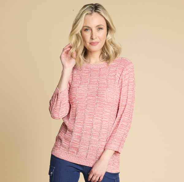 Plain Stitch Detail Jumper Pink