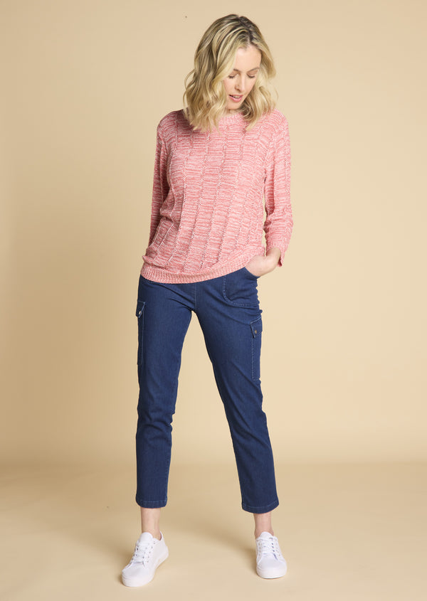 Plain Stitch Detail Jumper Pink