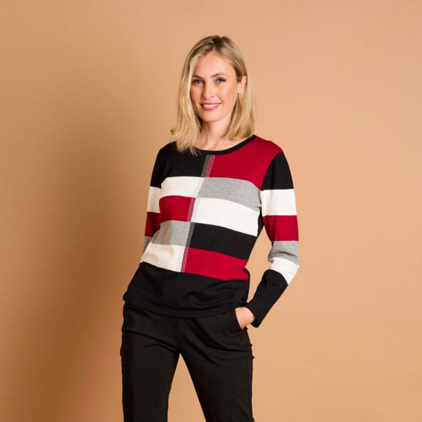 Colour Block & Heat Seal Jumper Red/Black