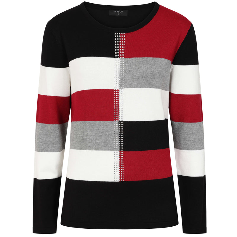 Colour Block & Heat Seal Jumper Red/Black