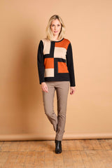 Colour Block & Heat Seal Jumper Orange/Black