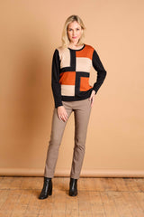 Colour Block & Heat Seal Jumper Orange/Black