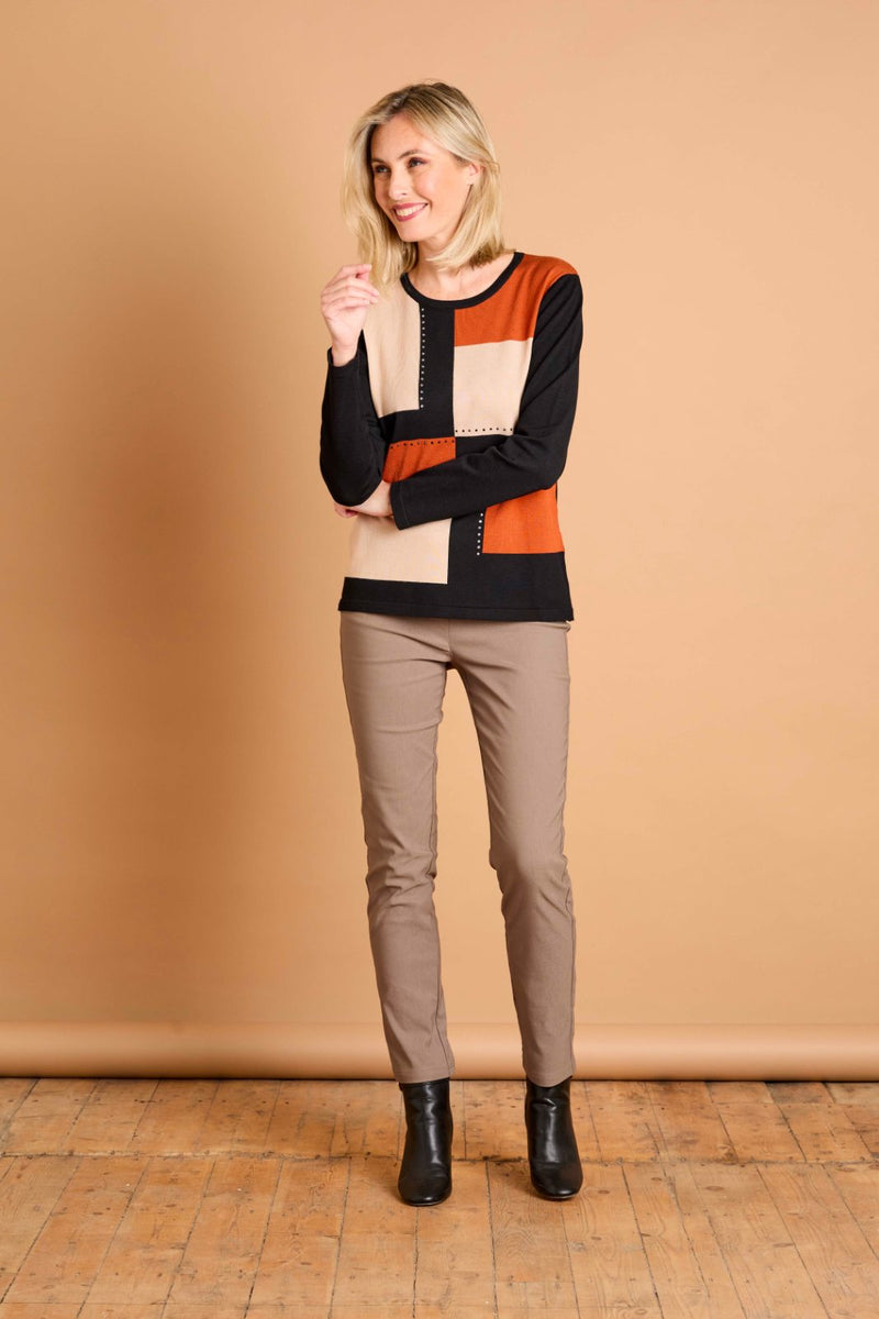 Colour Block & Heat Seal Jumper Orange/Black