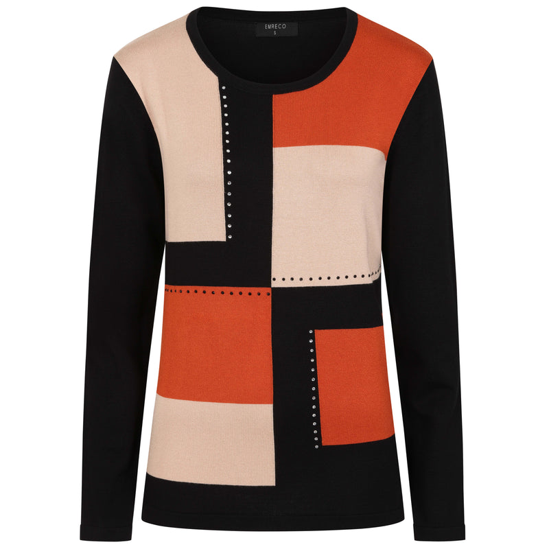 Colour Block & Heat Seal Jumper Orange/Black