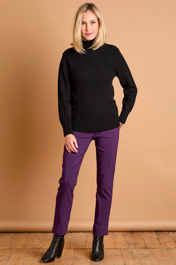 Cable Front Chunky Roll Neck Jumper