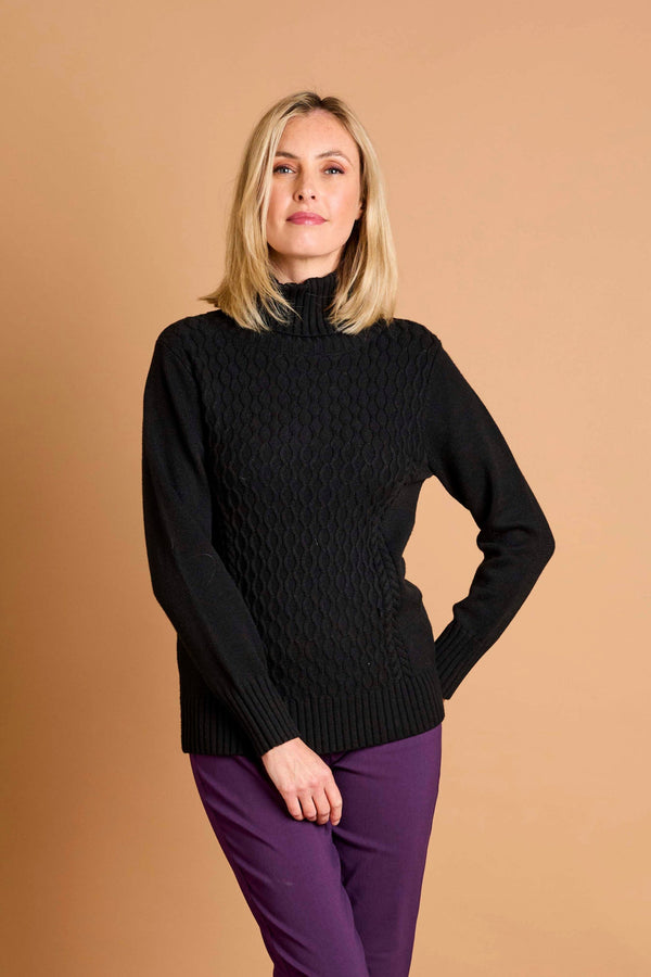 Cable Front Chunky Roll Neck Jumper