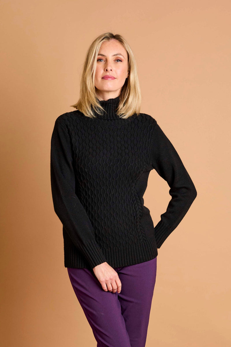 Cable Front Chunky Roll Neck Jumper
