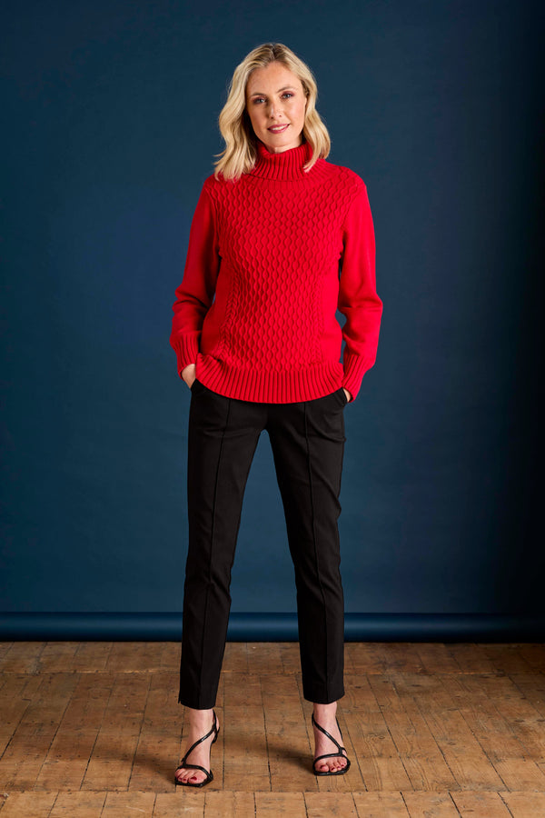 Cable Front Chunky Roll Neck Jumper