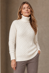 Cable Front Roll Neck Jumper