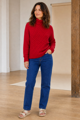 Cable Front Roll Neck Jumper
