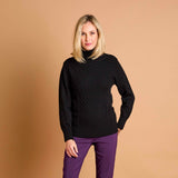 Cable Front Chunky Roll Neck Jumper Black