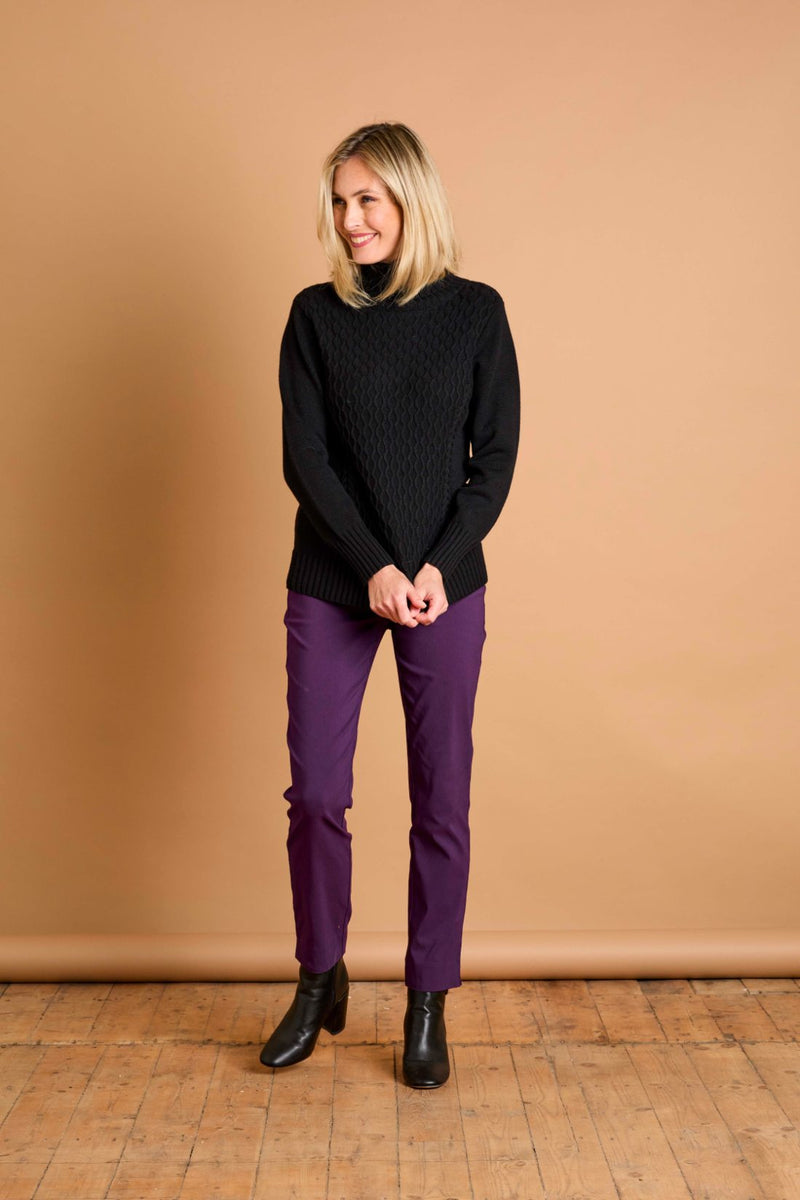 Cable Front Chunky Roll Neck Jumper Black