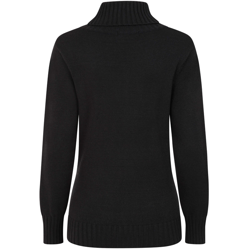 Cable Front Chunky Roll Neck Jumper Black