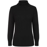 Cable Front Chunky Roll Neck Jumper Black