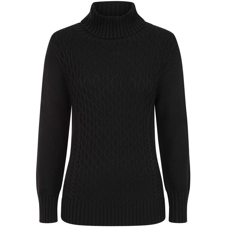 Cable Front Chunky Roll Neck Jumper Black