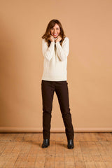 Cable Front Chunky Roll Neck Jumper Ivory