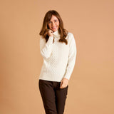 Cable Front Chunky Roll Neck Jumper Ivory