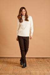 Cable Front Chunky Roll Neck Jumper Ivory