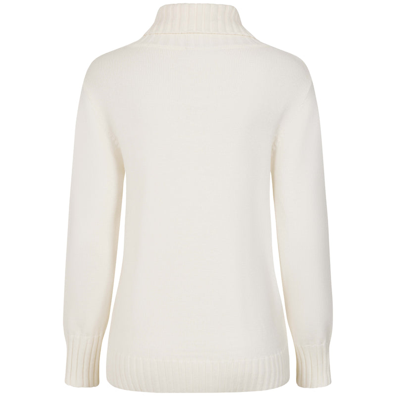 Cable Front Chunky Roll Neck Jumper Ivory